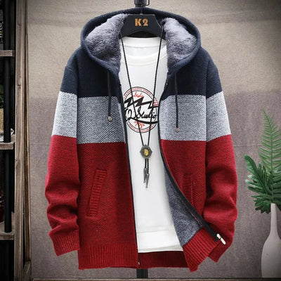 Men's Clothing Red Hooded Zipper Jacket - Men's Fashion fashique fusion