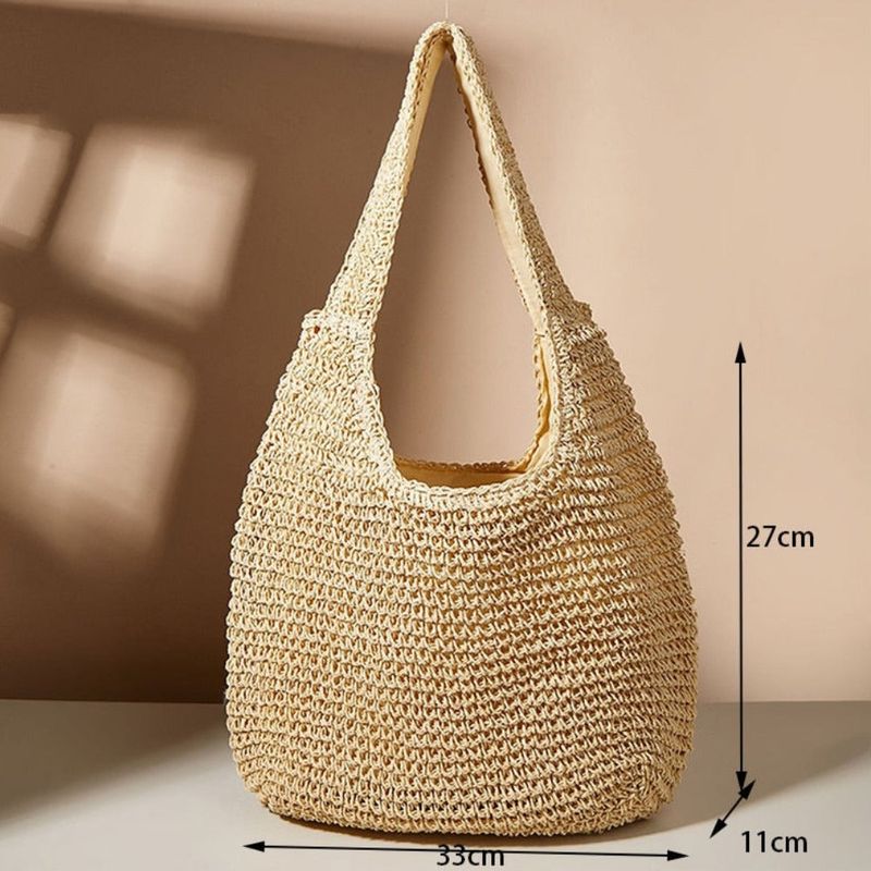 Handbags Summer Straw Tote Bag - Stylish Beach Essential fashique fusion