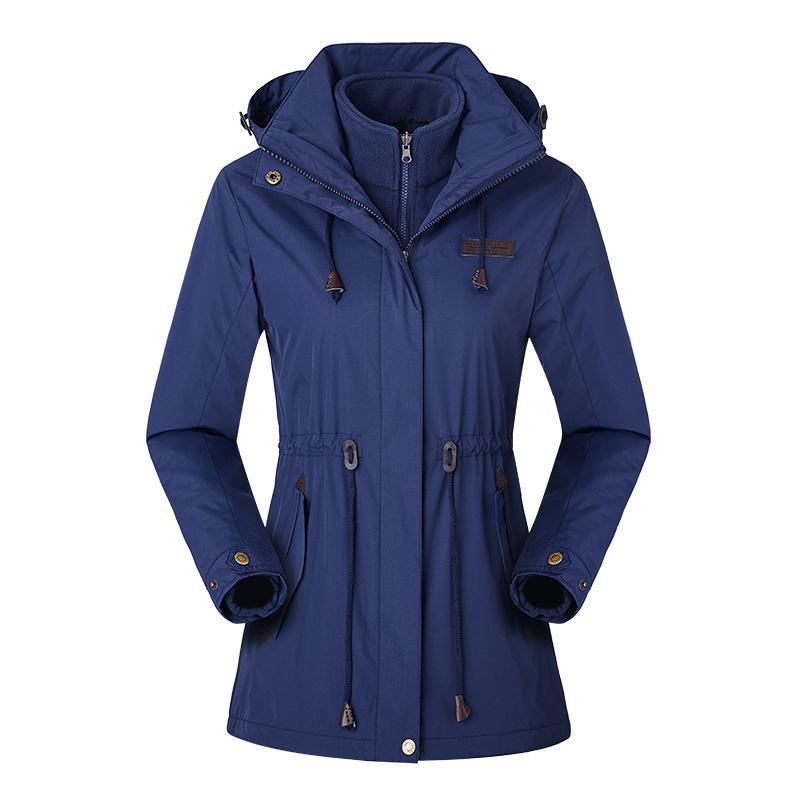 jackets Dark blue Women's Waterproof Windproof Nylon Adjustable Jacket Fashique Fusion