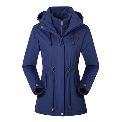 jackets Dark blue Women's Waterproof Windproof Nylon Adjustable Jacket Fashique Fusion