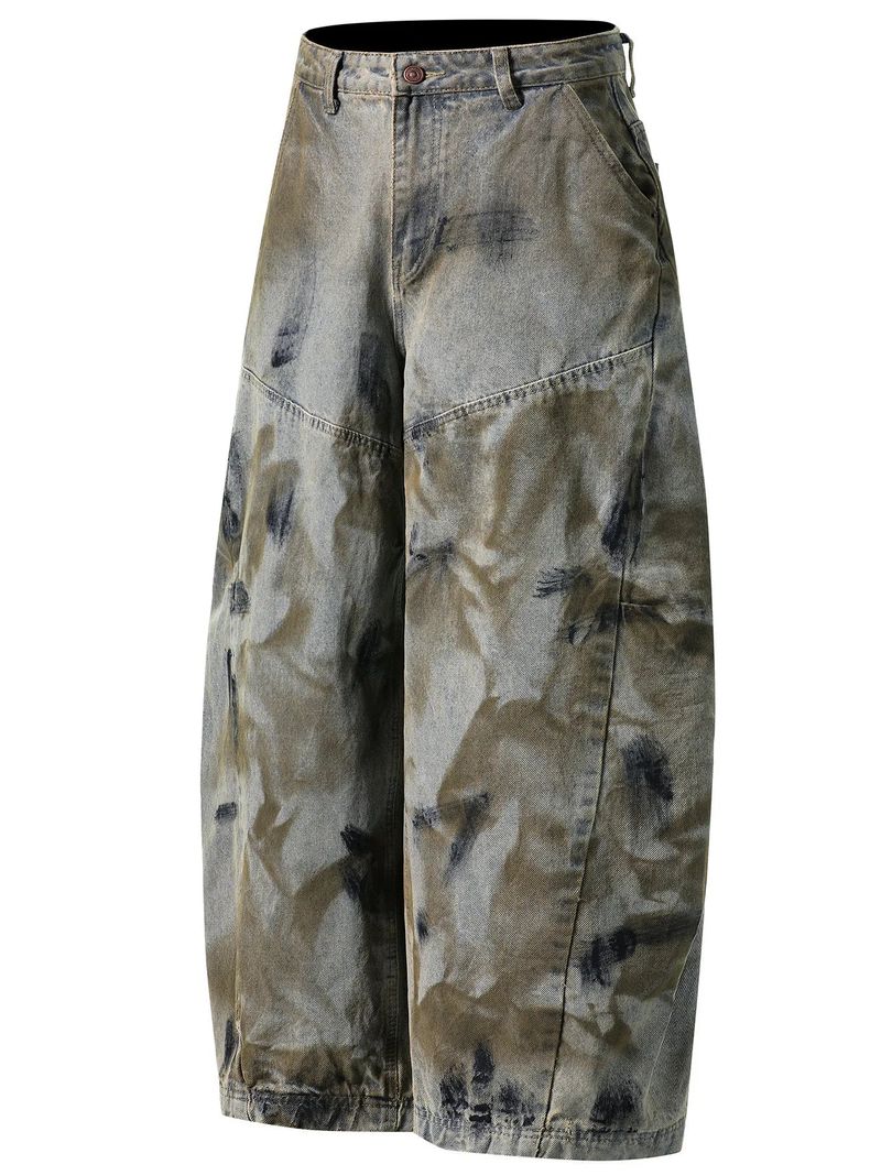 jeans Men's Wide Leg Jeans - Distressed Denim | 91% Cotton fashique fusion