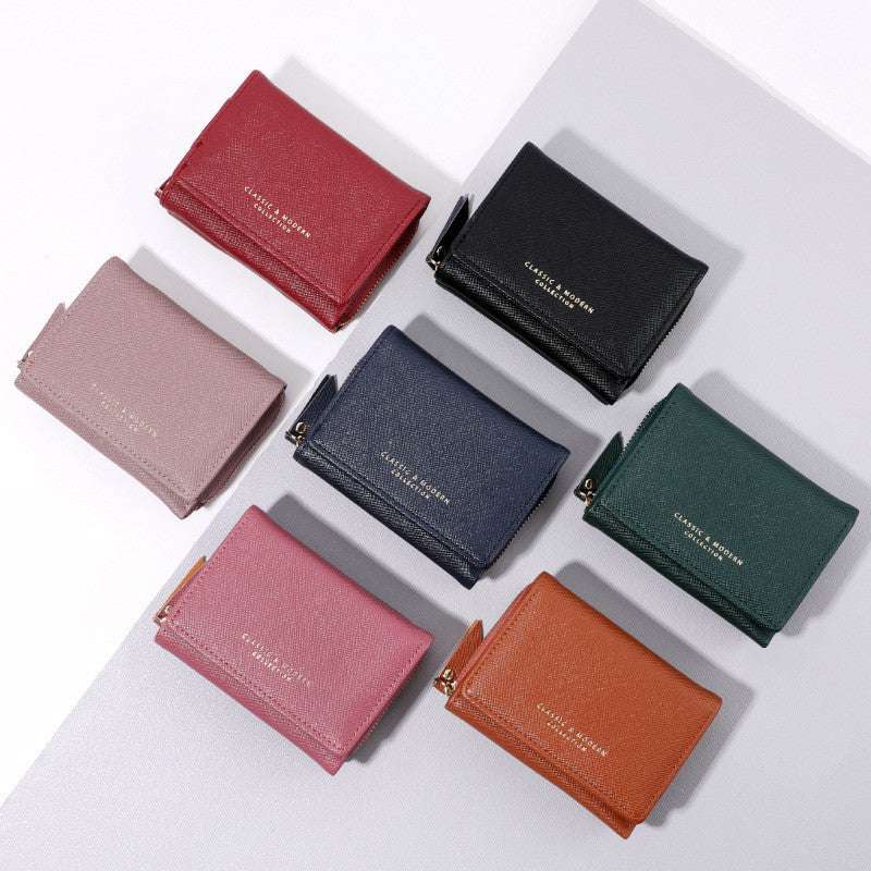 Light Gray New Three Cute Folding Women's Crossed Coin Purse
