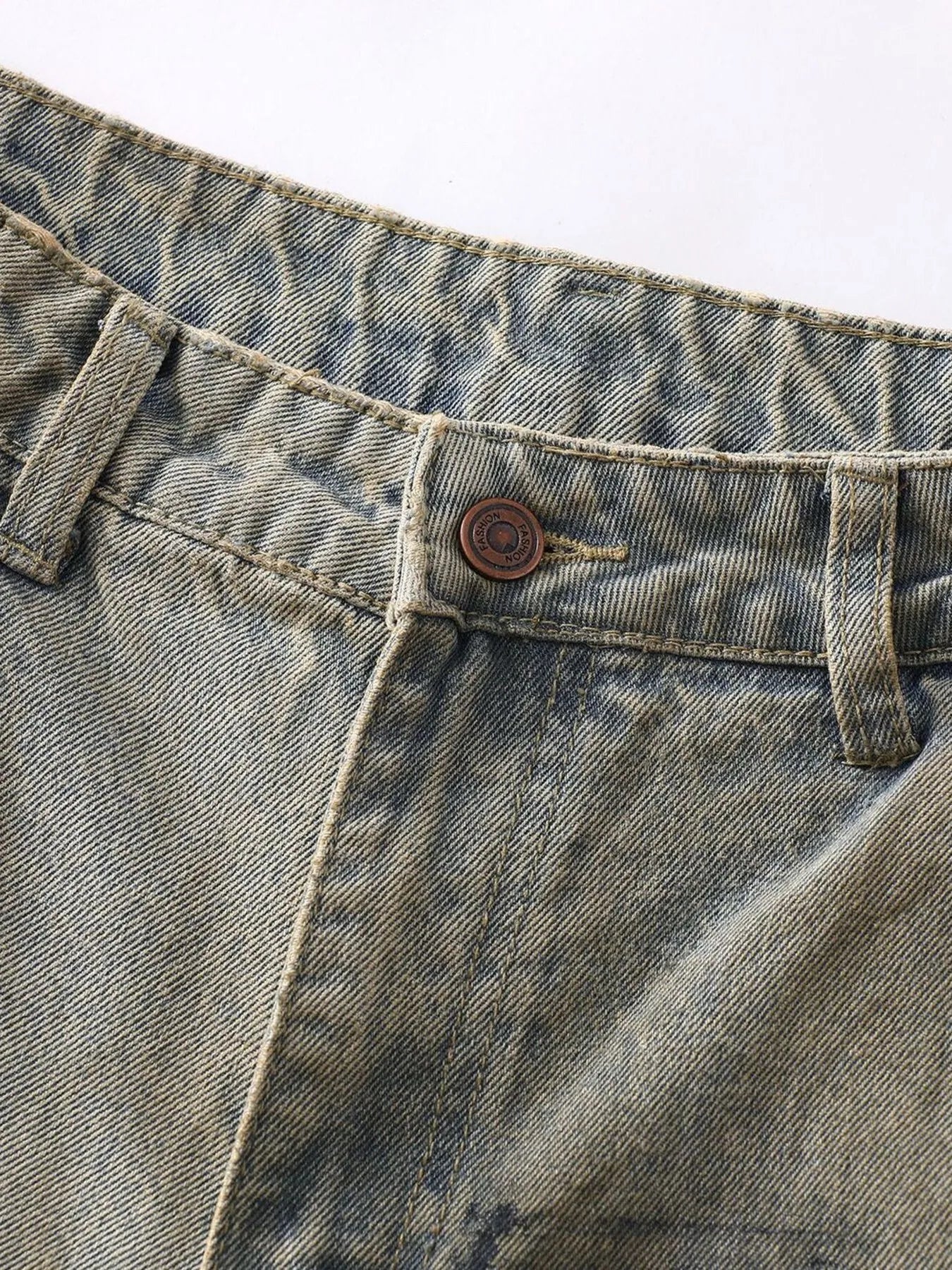 jeans Men's Wide Leg Jeans - Distressed Denim | 91% Cotton fashique fusion