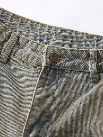 jeans Men's Wide Leg Jeans - Distressed Denim | 91% Cotton fashique fusion