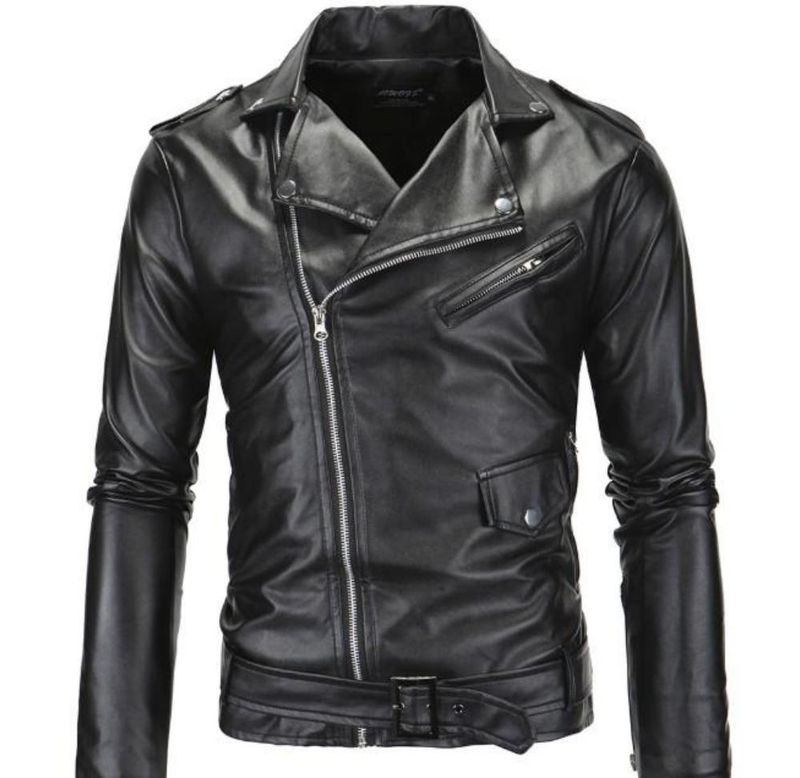 Jackets & Coats Ninja Stealth Black Mens Faux Leather Biker Jacket fashique fusion