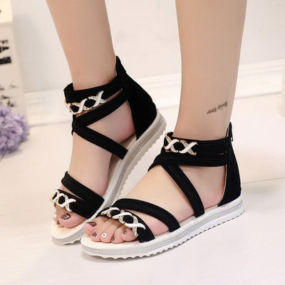 Light Gray Round Head Thick Bottom Sandals Women's Bag Heel
