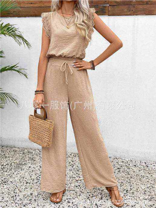 Light Gray European And American Sleeveless Vest Trousers Advanced Two-piece Set For Women