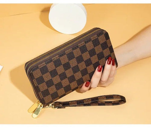Handbags Deep Brown Check & Checkers Wallet - Checkered Wallet fashique fusion