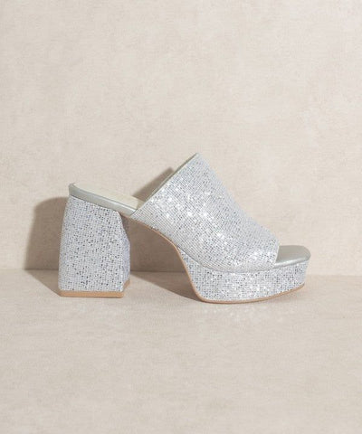Heels Crystal Platform Slides - Rhinestone High Heels fashique fusion
