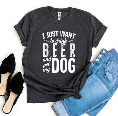 T-shirts Beer Dog T-Shirt - Drink Beer & Pet My Dog fashique fusion