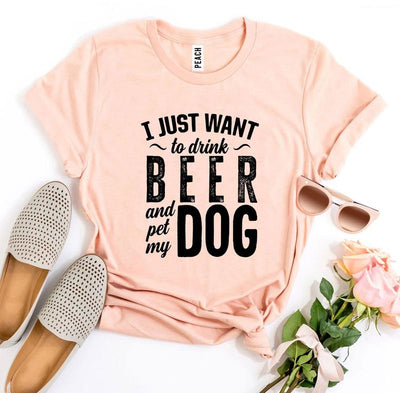 T-shirts Beer Dog T-Shirt - Drink Beer & Pet My Dog fashique fusion