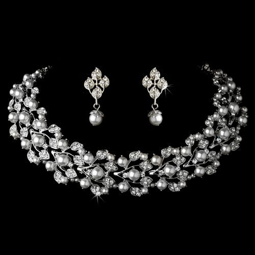 Sets Bridal Wedding Jewelry Set - Crystal Pearl Necklace | Choker fashique fusion