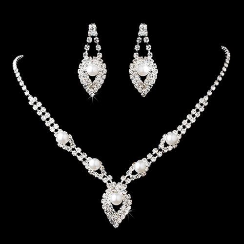 Sets Bridal Jewelry Set - Rhinestone Crystal Pearl | Necklace, Earrings fashique fusion