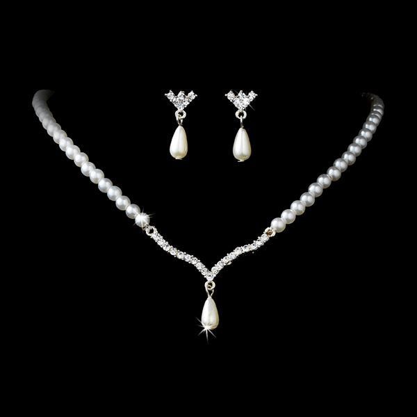 Sets Bridal Wedding Jewelry Set - Rhinestone Crystals | Pearls, V Drop fashique fusion
