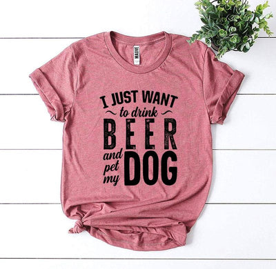 T-shirts Beer Dog T-Shirt - Drink Beer & Pet My Dog fashique fusion