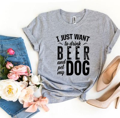 T-shirts Beer Dog T-Shirt - Drink Beer & Pet My Dog fashique fusion