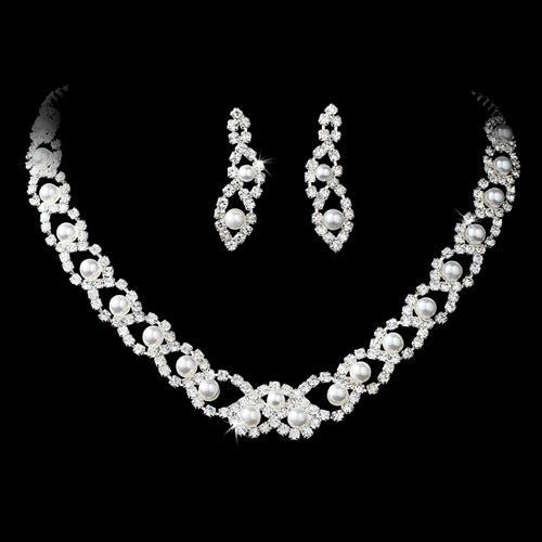 Sets Bridal Wedding Jewelry Set Elegant Pearl & Rhinestone fashique fusion