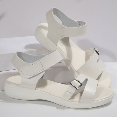 Gray Fashion Velcro Wedge Flat Beach Sandals