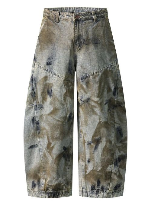 jeans Dirty Blue Men's Wide Leg Jeans - Distressed Denim | 91% Cotton fashique fusion