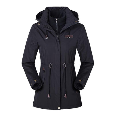 jackets Black Women's Waterproof Windproof Nylon Adjustable Jacket Fashique Fusion