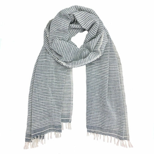 Scarves & Bandanas French Gray Ethiopian Scarf - Cotton Stripe | Pure Cotton fashique fusion