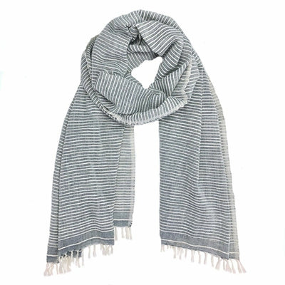 Scarves & Bandanas French Gray Ethiopian Scarf - Cotton Stripe | Pure Cotton fashique fusion