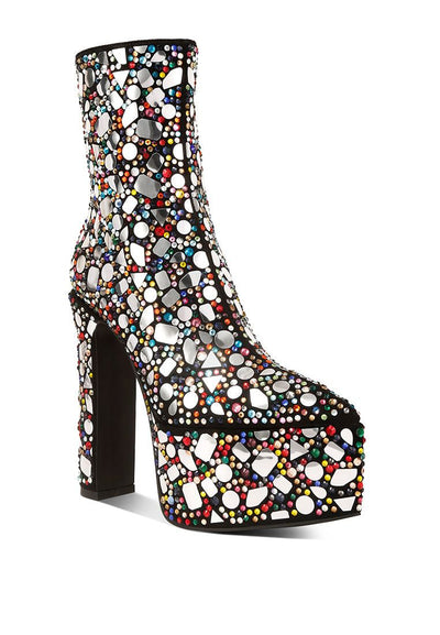 Footwear Mirror Boots - Platform Embellished High Heel fashique fusion