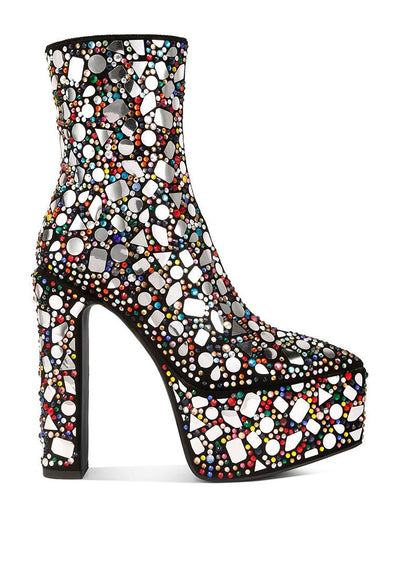 Footwear Mirror Boots - Platform Embellished High Heel fashique fusion