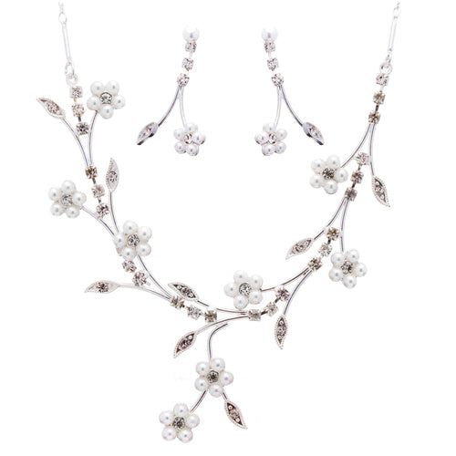 Sets Bridal Wedding Jewelry Set Floral Vine Pearl Rhinestone fashique fusion