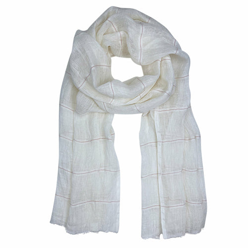 Scarves & Bandanas Rose Gauze Stripe Linen Wrap - Handwoven Scarf fashique fusion