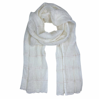 Scarves & Bandanas Rose Gauze Stripe Linen Wrap - Handwoven Scarf fashique fusion