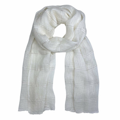 Scarves & Bandanas Sand Gauze Stripe Linen Wrap - Handwoven Scarf fashique fusion