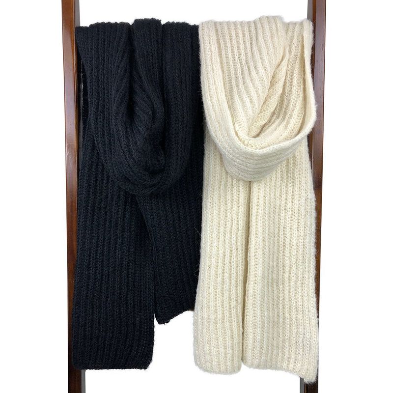 Accessories Chunky Alpaca Knit Scarf - Snow Knit fashique fusion