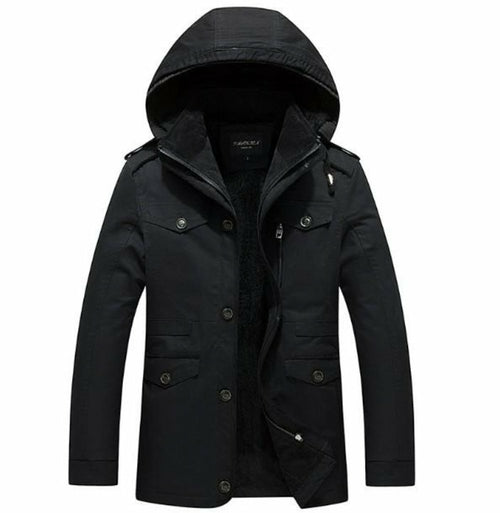 Jackets & Coats Black Men's Winter Hooded Coat - Military Style fashique fusion