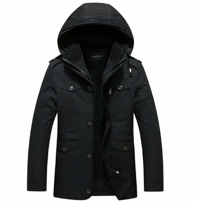 Jackets & Coats Black Men's Winter Hooded Coat - Military Style fashique fusion
