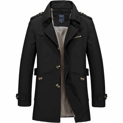 Jackets & Coats Black Mens Trench Coat - Mid Length Classic fashique fusion