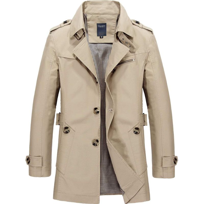 Jackets & Coats Mens Trench Coat - Mid Length Classic fashique fusion