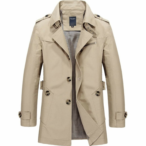 Jackets & Coats Beige Mens Trench Coat - Mid Length Classic fashique fusion