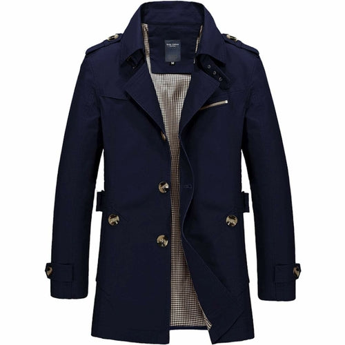 Jackets & Coats Navy Mens Trench Coat - Mid Length Classic fashique fusion