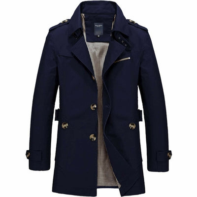Jackets & Coats Navy Mens Trench Coat - Mid Length Classic fashique fusion