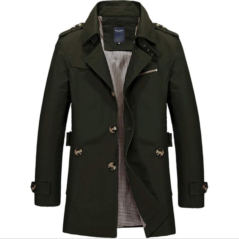 Jackets & Coats Mens Trench Coat - Mid Length Classic fashique fusion