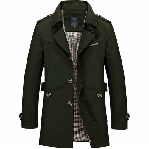 Jackets & Coats Army Green Mens Trench Coat - Mid Length Classic fashique fusion